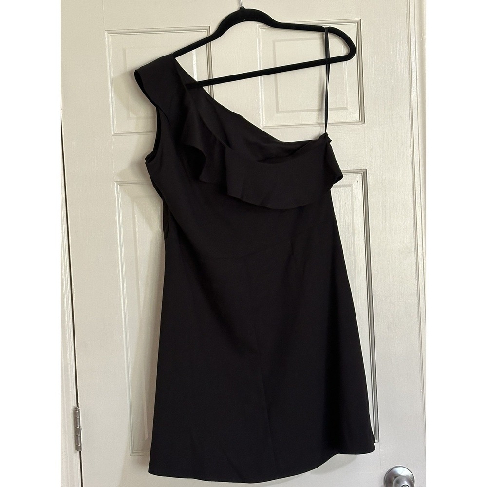 Banana Republic Women's One Shoulder Ruffle Dress, Black Size 14